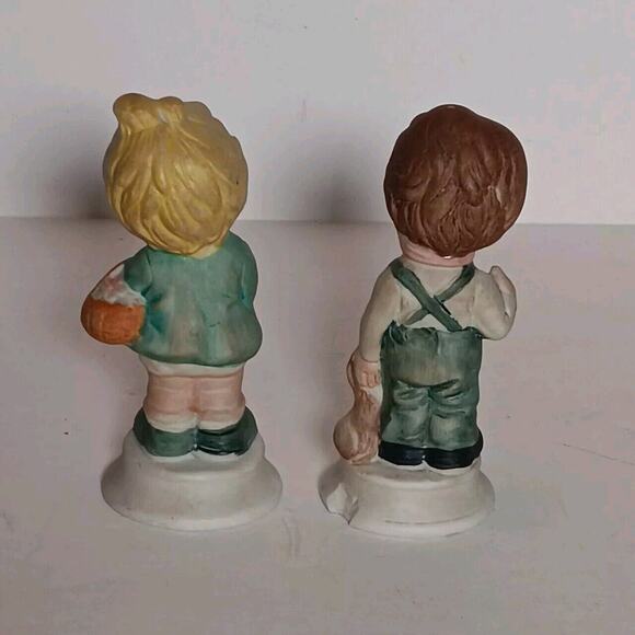 Lot of 2 Vintage Napcoware Little Girl Basket & Boy Dog No C 8546Japan - Picture 3 of 14